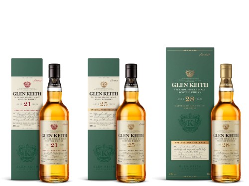 ZESTAW WHISKY GLEN KEITH: 28YO, 25YO, 21YO SECRET SPEYSIDE