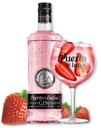 GIN PUERTO DE INDIAS STRAWBERRY Z KIELISZKIEM