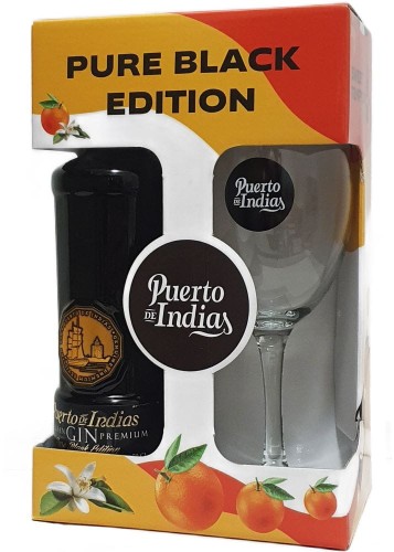 GIN PUERTO DE INDIAS PURE BLACK EDITION Z KIELISZKIEM