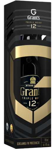 GRANT'S 12 YO TRIPLE WOOD ZE SZKLANKĄ