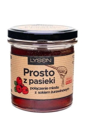 MIÓD Z SOKIEM ŻURAWINOWYM LYSON 370G