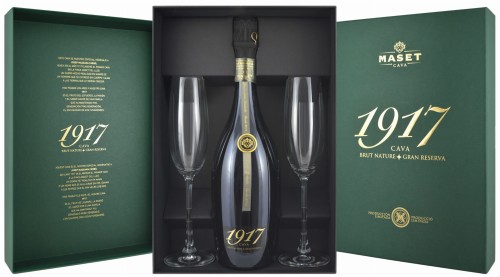 Cava Maset 1917 Brut Nature Gran Reserva w kartoniku + kieliszki.jpg