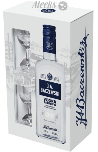 Wódka J.A. Baczewski Monopolowa z kieliszkami