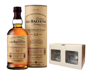 Whisky Balvenie 14 yo Carribean Cask 0,7L / 43% + dwie szklanki w pudełku