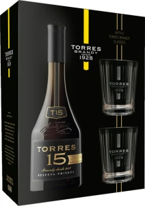 Brandy Torres 15 ze szklankami 0,7L / 40%