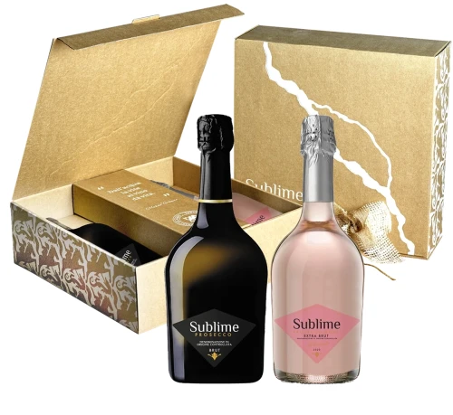 Prosecco Brut Sublime + Prosecco Sublime Rose Extra Brut w pudełku 2x 0,75l.webp