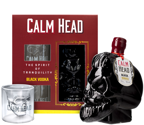 Wódka Calm Head Black z dwoma kieliszkami
