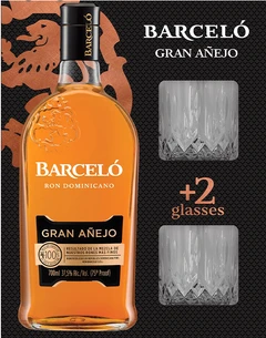 Barcelo Gran Anejo ze szklankami
