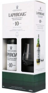 Whisky Laphroaig 10 yo ze szklanką 0,7L / 40%
