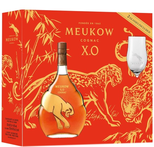 Meukow XO CNY 2022 z kieliszkami