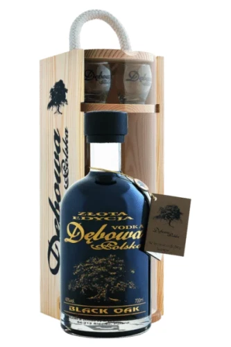 Wódka Dębowa Polska Black Oak z kieliszkami