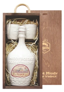 Miód Pitny Dwójniak Dominikański w kamionce + 2 czarki w skrzynce 0,5L / 16%