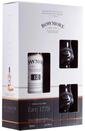 Bowmore 12 yo + 2 szklanki
