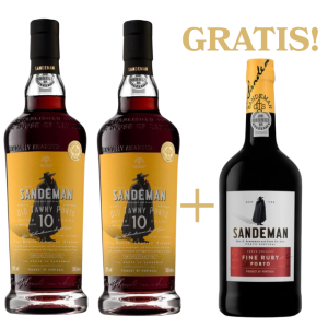 2x Porto Sandeman 10 Tawny 0,75L / 20%  + GRATIS Sandeman Porto Ruby 0,75L / 19,5% 