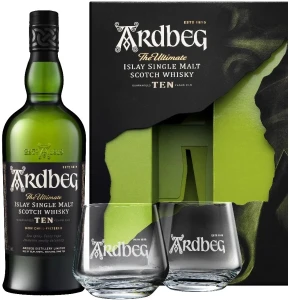 Whisky Ardbeg 10 yo ze szklankami 0,7L / 46%