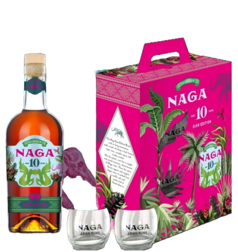 Rum Naga 10 yo Siam Edition ze szklankami
