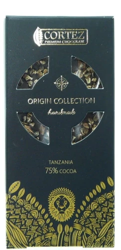 Cortez Czekolada Ciemna 75% Tanzania z prażonymi ziarnami kakaowca 85g