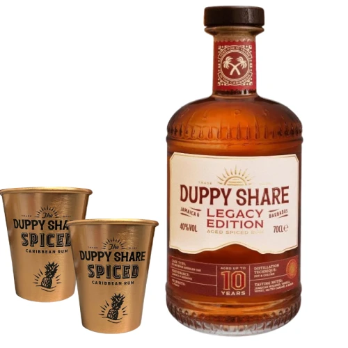 Duppy Share Legacy 10 yo Spiced + 2 miedziane kubki