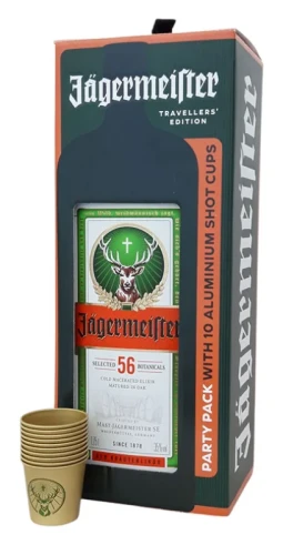 Jägermeister +10 aluminiowych kieliszków 1,75L