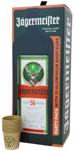 Jägermeister 1,75L + 10 aluminiowych kieliszków