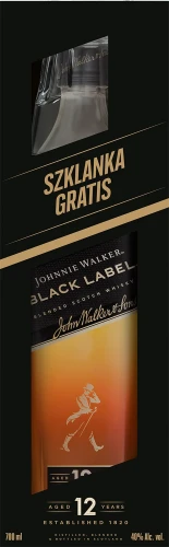 Johnnie Walker Black Label 12 yo ze szklanką
