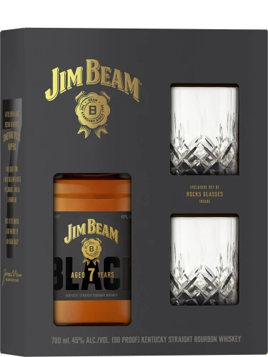 Jim Beam Black 7 yo ze szklankami