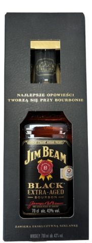Jim Beam Black Extra Aged ze szklanką