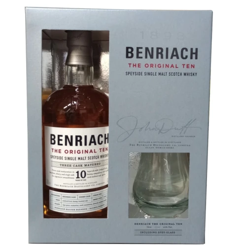 Whisky Benriach 10 yo The Original Ten ze szklanką