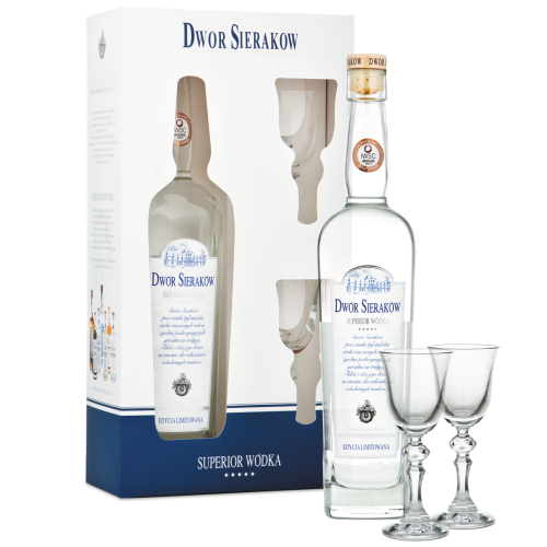 Wódka Dwór Sieraków Superior z kieliszkami