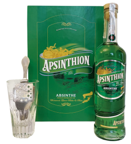 Absynt Apsinthion De Luxe 0,5L / 55% + szklanka i łyżeczka